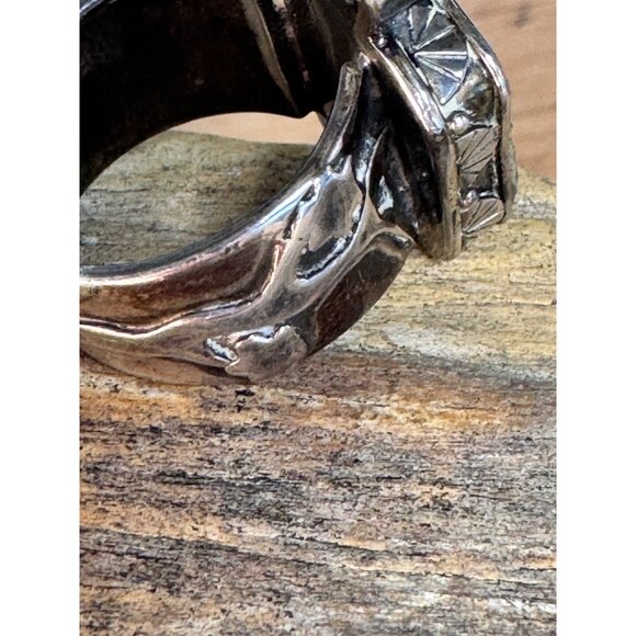 Mars Valentine Ring Sterling Silver Porcelain Shard Statement Ring - Picture 5 of 9